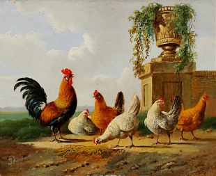 Albertus_Verhoesen_Chickens_and_park_vase